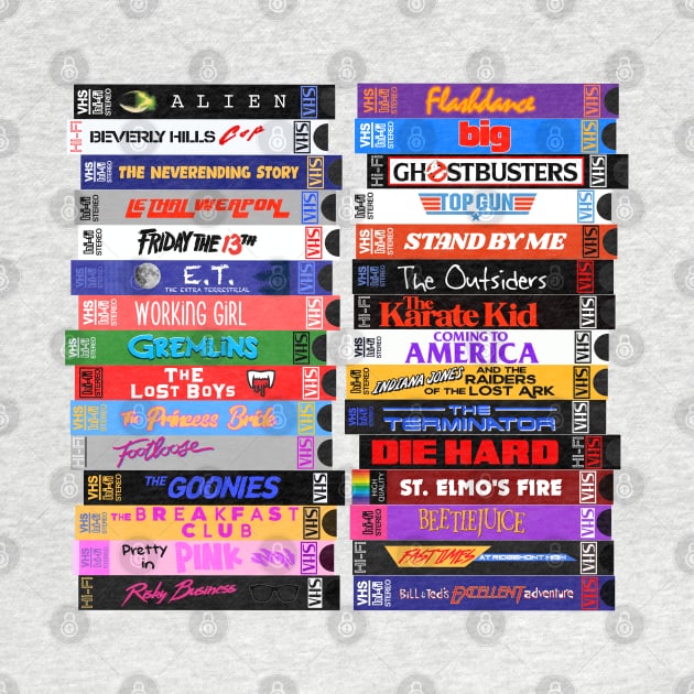 Retro 80s Movies VHS Stacks by darklordpug